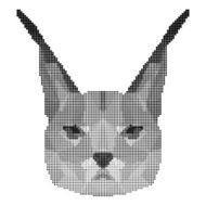 abstract monochrome lynx portrait of circles isolated on white background