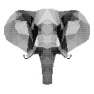 abstract monochrome elephant portrait of circles isolated on white background
