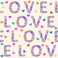 hand-drawing seamless pattern background with bright motley love and hearts