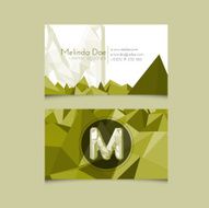 Low Poly Business Card Template with Alphabet Letter M