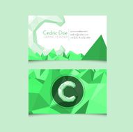 Low Poly Business Card Template with Alphabet Letter C