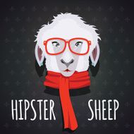 Sheep hipster dressed in red scarf