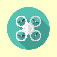 Quadrocopter icon Long shadow flat design Vector illustration