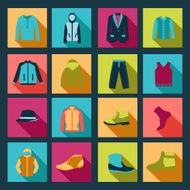 icons set of Fashion elements man clothing
