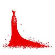 Wedding dress red on hangers