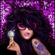 Pink style woman with ice cream