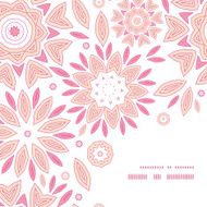 Vector pink abstract flowers frame corner pattern background