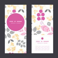 Vector abstract pink yellow and gray leaves vertical round frame N5