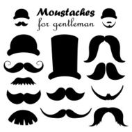 Gentleman icons - hat with mustaches (vector)