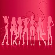 Background with 7 girls