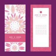 Vector pink abstract flowers vertical frame pattern invitation greeting cards N2