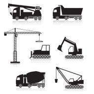 icon construction equipment silhouette crane scoop mixer