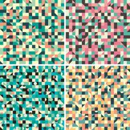 Set of seamless patterns with triangles and squares