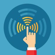 Human hand touch vector concept illustration in flat style design