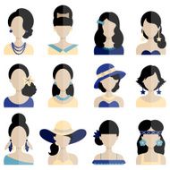 Set of Flat Icons with Women Characters