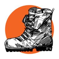 vector army military boots - sketch