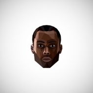 illustration with a black male face in polygonal style