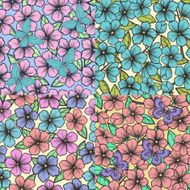 set of Beautiful seamless background with flowers and leaves