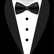 Flat black and white tuxedo bow tie