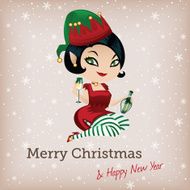 Christmas card with cute elf N3