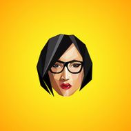 illustration with a female face in origami style hipster