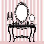 Retro dressing console candelabra and mirror