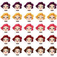 Fashion female avatars set of expressions N2