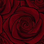 seamless pattern in red roses with contours