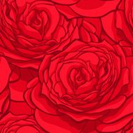 seamless pattern in red roses with contours N2