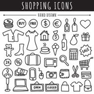 Hand drawn shopping icons made in vector N2