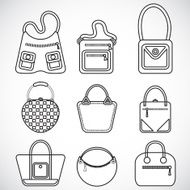 Black and white icons female bags vector N4