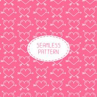 Romantic line seamless pattern with hearts Beautiful vector illustration N3