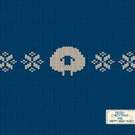 Knitted pattern card with funny sheep