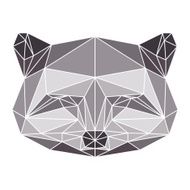 polygonal abstract raccoon isolated on white background