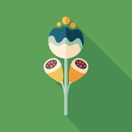 Christmas flower flat square icon with long shadows Set 6