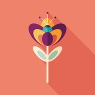 Christmas flower flat square icon with long shadows Set 2