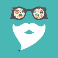 Hipster vintage sunglasses with colorful flowers and leaves