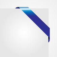 Decorative blue corner ribbon on blank paper card vector