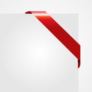 Decorative red corner ribbon on blank paper card vector