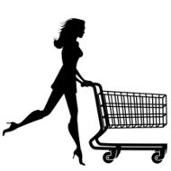 Silhouette woman with a shopping cart