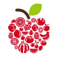Fruits Icons in apple shape