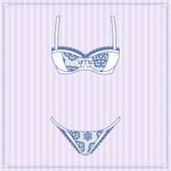 Fashion female lingerie with vintage lace ornament N3