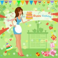 Girl with birthday cake N10
