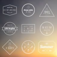 travel vintage label on sun set gradient background