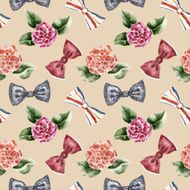 Seamless pattern with flowers and bow tie N6