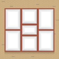 Collage of picture frames on the brick wall Vector set N3