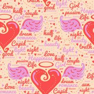 Heart with wings Design seamless vector illustration