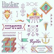 Vintage hipster colorful hand drawn design elements set 9 N2