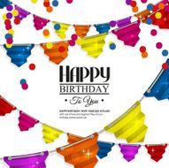 Birthday card with bunting flags in the style of flat N6