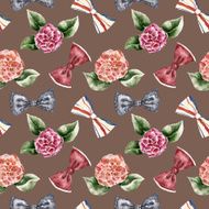 Seamless pattern with flowers and bow tie N7